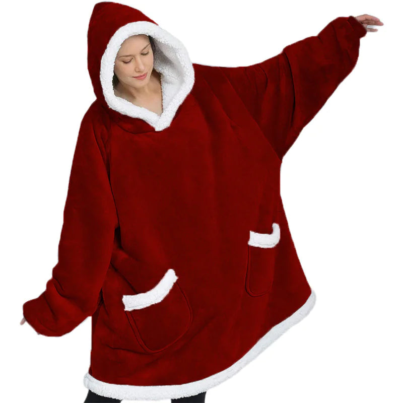 Lambs Wool Hoodie Blanket – Cozy Oversized Pullover for Winter