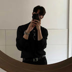 Men's French Style Knitted Polo Shirt with Lapel Design