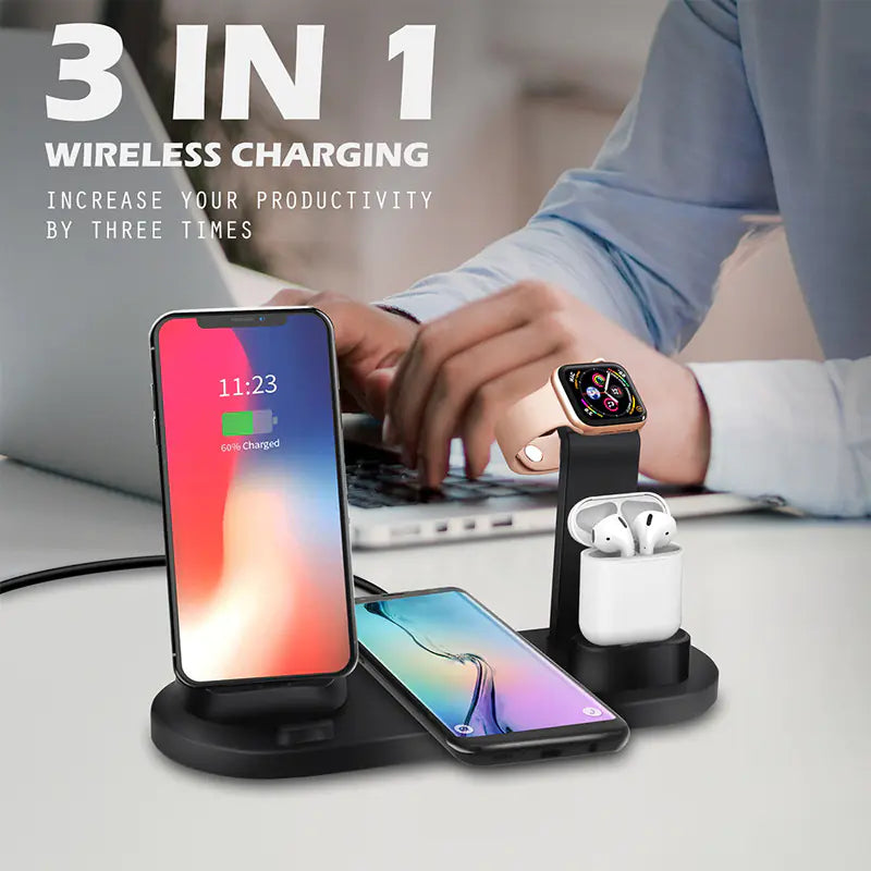 3-in-1 Wireless Charger – Fast Charging Station for iPhone, Apple Watch & AirPods