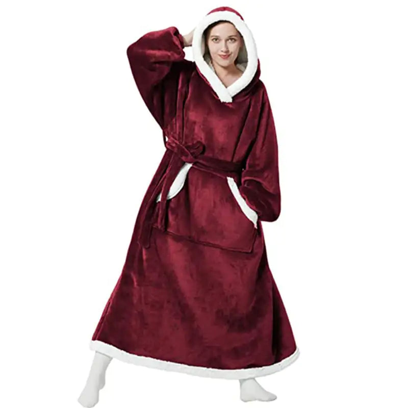 Winter Oversized Hoodie Blanket with Button Design – Cozy One-Size Pullover