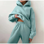 Casual Hooded Sweater Set – Two-Piece Corduroy Hoodie & Pants for Cozy Everyday Style