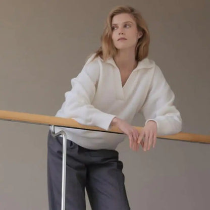 Women’s Solid Colour Knit Polo Neck Sweater