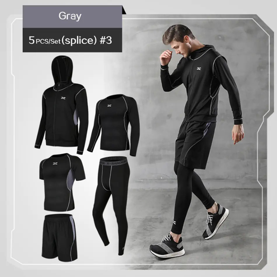 Men’s 5-Piece Athletic Set – Quick-Dry T-Shirts & Pants for Running, Cycling & Gym Workouts