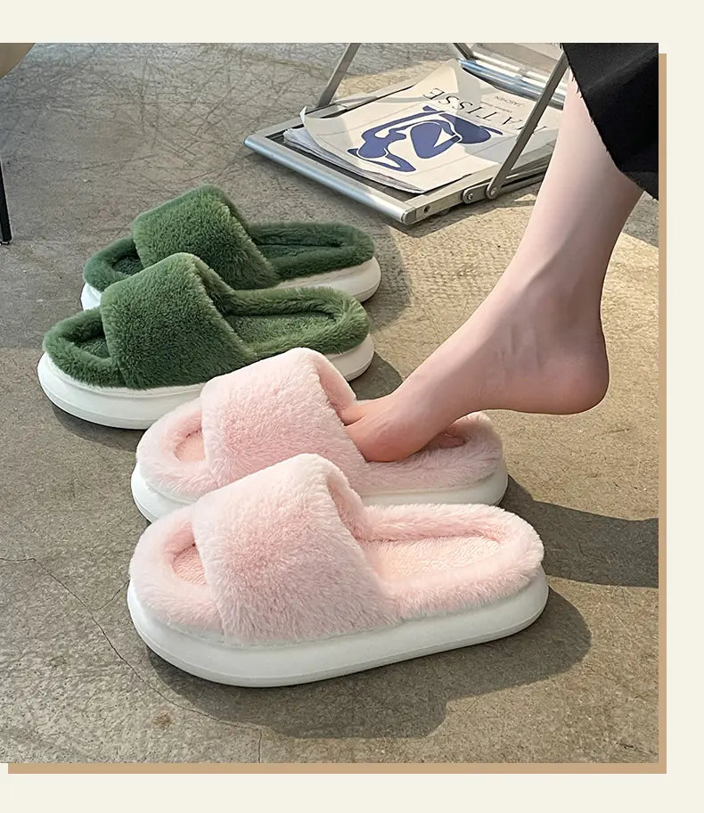 Thick Plush Indoor Slippers with Soft Lining