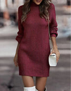 2023 Autumn Winter Women's High Neck Sweater Dress