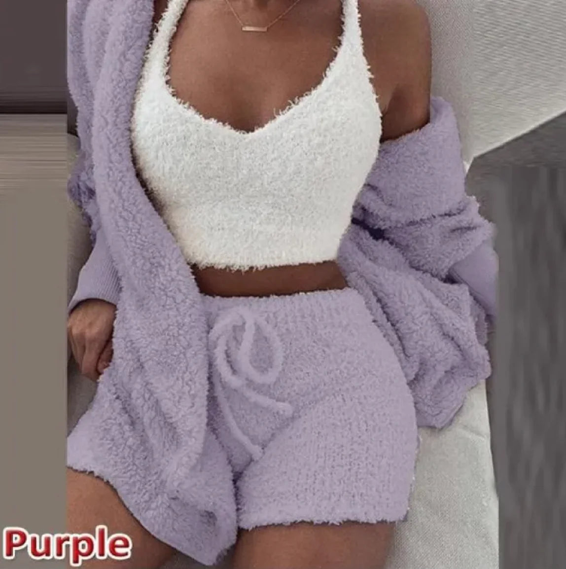 3-Piece Plush Homewear Set for Women – Cozy & Stylish Loungewear