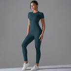 Women’s Quick-Dry Yoga Sports Set – Short-Sleeve Top & Trousers for Fitness