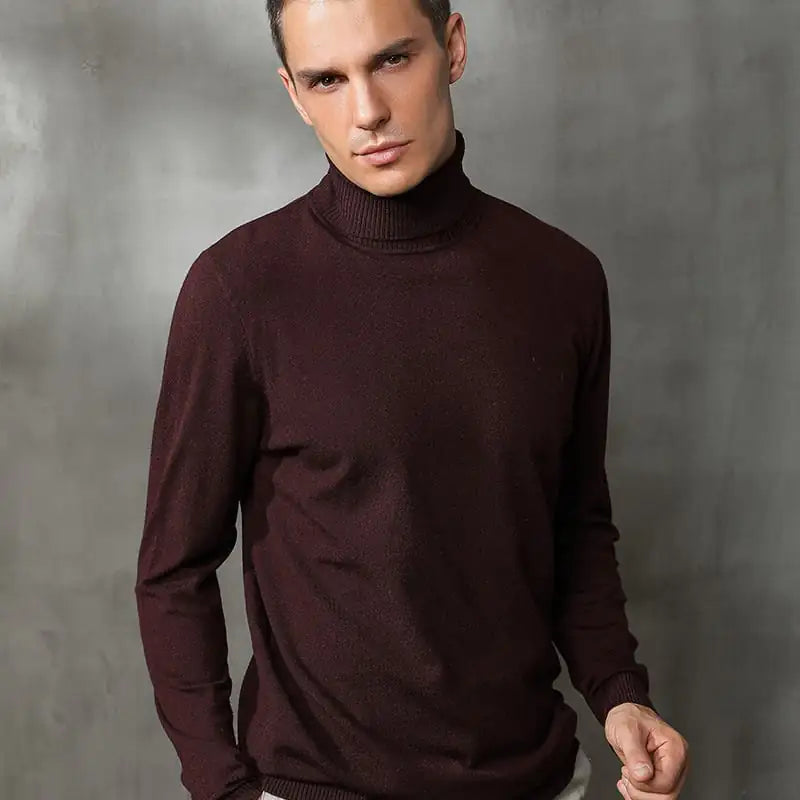 Men's Solid Color Slim Fit Turtleneck Sweater