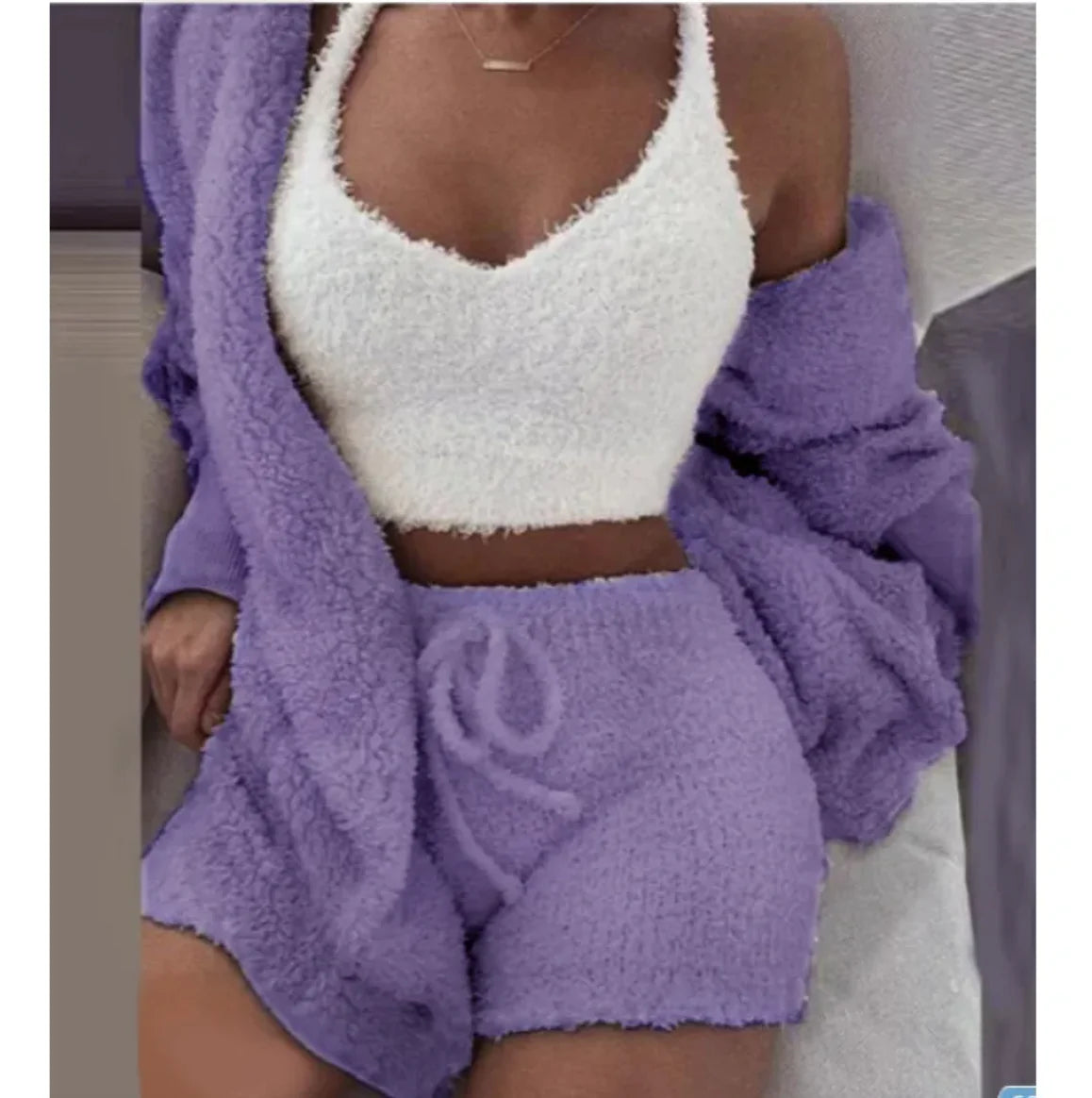 3-Piece Plush Homewear Set for Women – Cozy & Stylish Loungewear