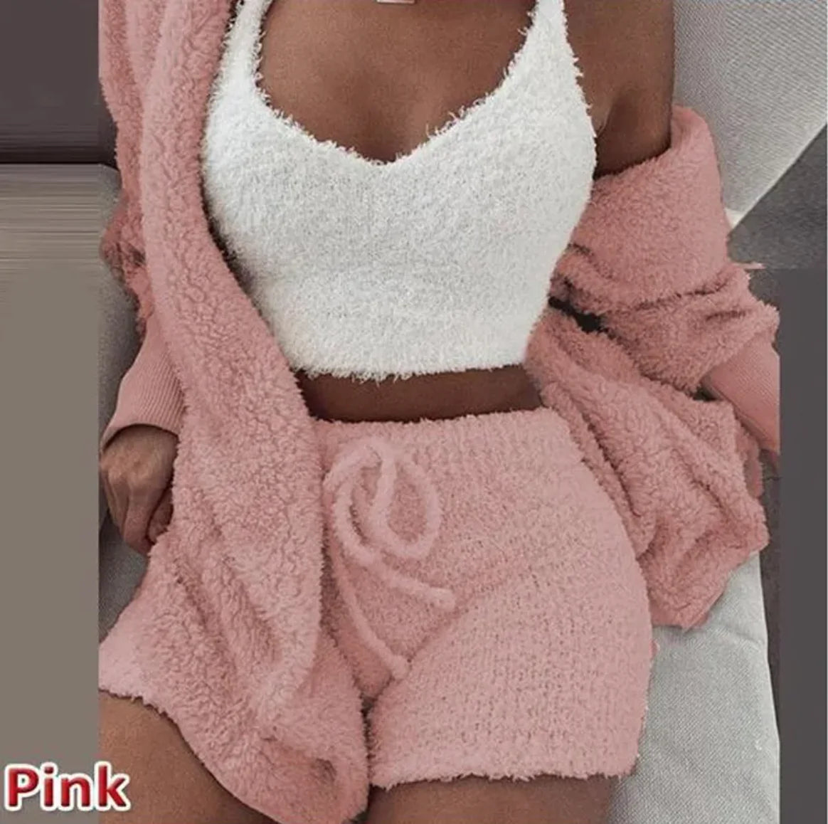 3-Piece Plush Homewear Set for Women – Cozy & Stylish Loungewear