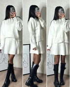 Chic Knit Sweater Skirt Set – Two-Piece Long-Sleeve Pullover