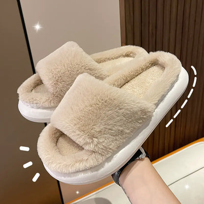 Thick Plush Indoor Slippers with Soft Lining