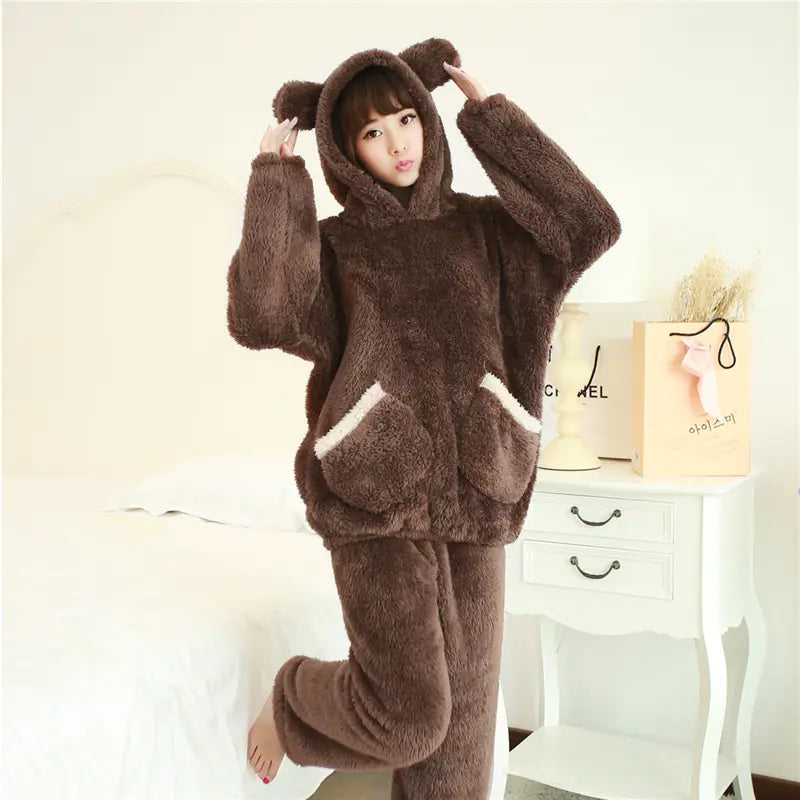 Coral Fleece Pajamas - Warm Homewear Set