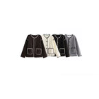 Women’s Autumn Color Block Knit Sweater – Buttoned Loose-Fit Jacket