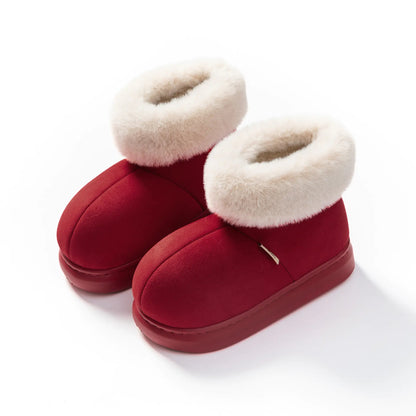 High-Top Plush Winter Slippers | Thick Sole Warm Indoor Comfort