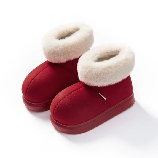 High-Top Plush Winter Slippers | Thick Sole Warm Indoor Comfort