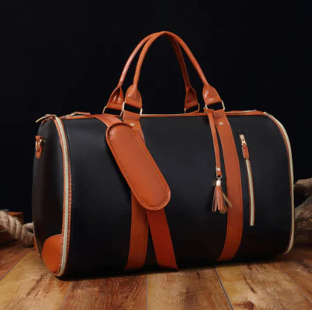 Folding Travel Duffel Bag | Large PU Leather Weekender