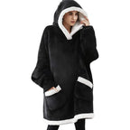 Lazy Pullover Pajamas Women’s Thermal Hoodie – Cozy Lambswool TV Blanket