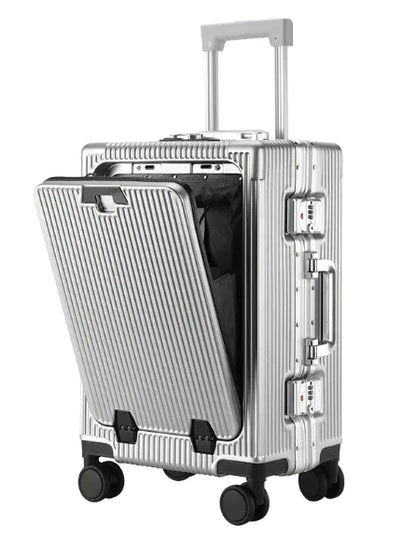 Aluminium Frame Trolley Luggage | Durable ABS-PC Suitcase with USB Interface
