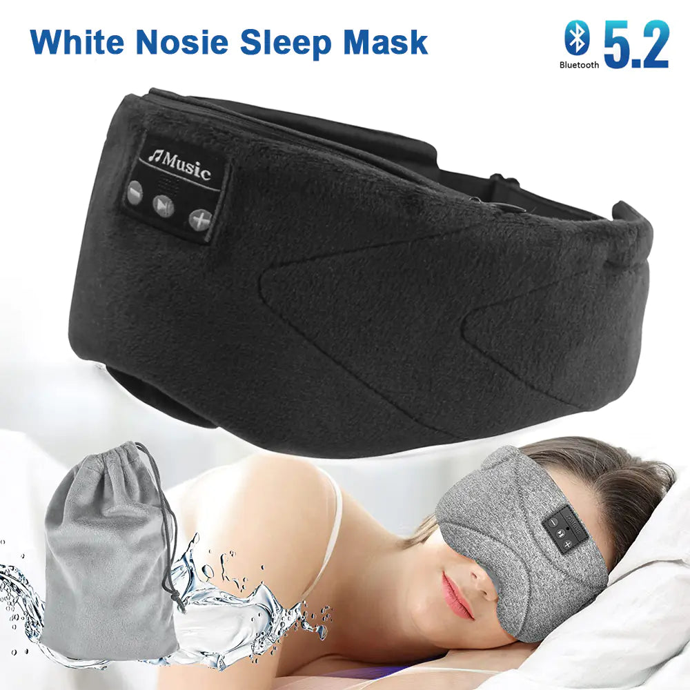 Bluetooth White Noise Sleep Eye Mask – 20 Sounds, Music & 100% Light Blocking