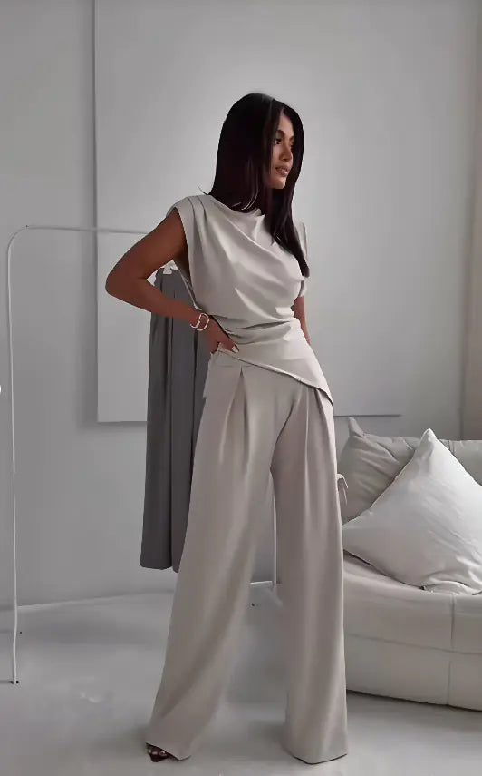 Women’s Long Sleeve Suit Set – Two-Piece Relaxed Top & Pants