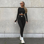 Women’s Color-Blocking Yoga Outfit – Flexible & Breathable Milk Silk Activewear