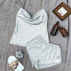 Thin Ice Silk Women's Pajama Set - Sexy Two-Piece Homewear