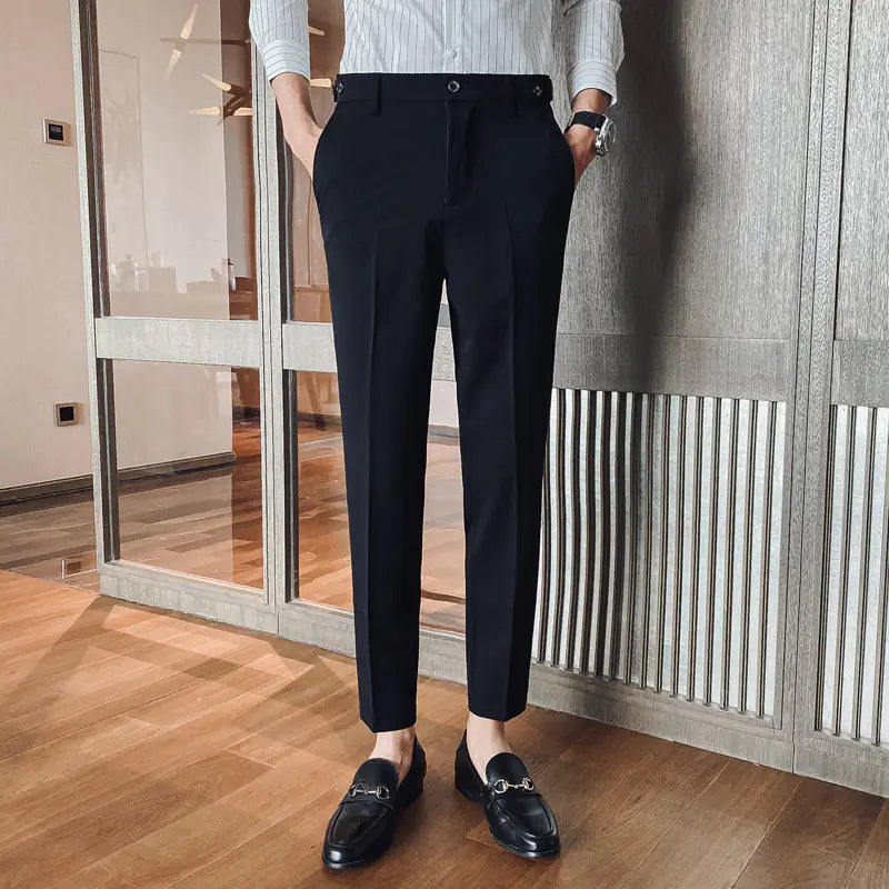 British Slim-fit Solid Color Men's Trousers