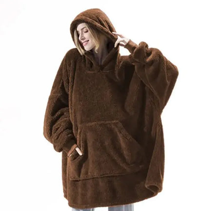 Double-Sided Fleece Wearable Blanket with Sleeves | Soft Warm Home Comfort