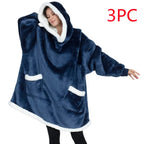 Lazy Pullover Pajamas Women’s Thermal Hoodie – Cozy Lambswool TV Blanket