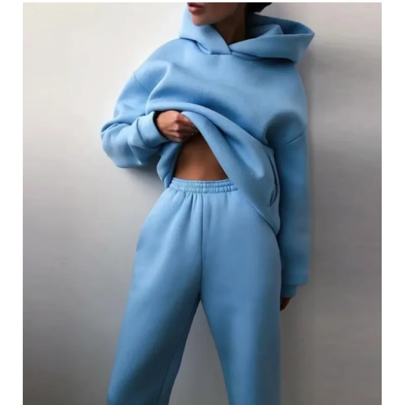 Casual Hooded Sweater Set – Two-Piece Corduroy Hoodie & Pants for Cozy Everyday Style