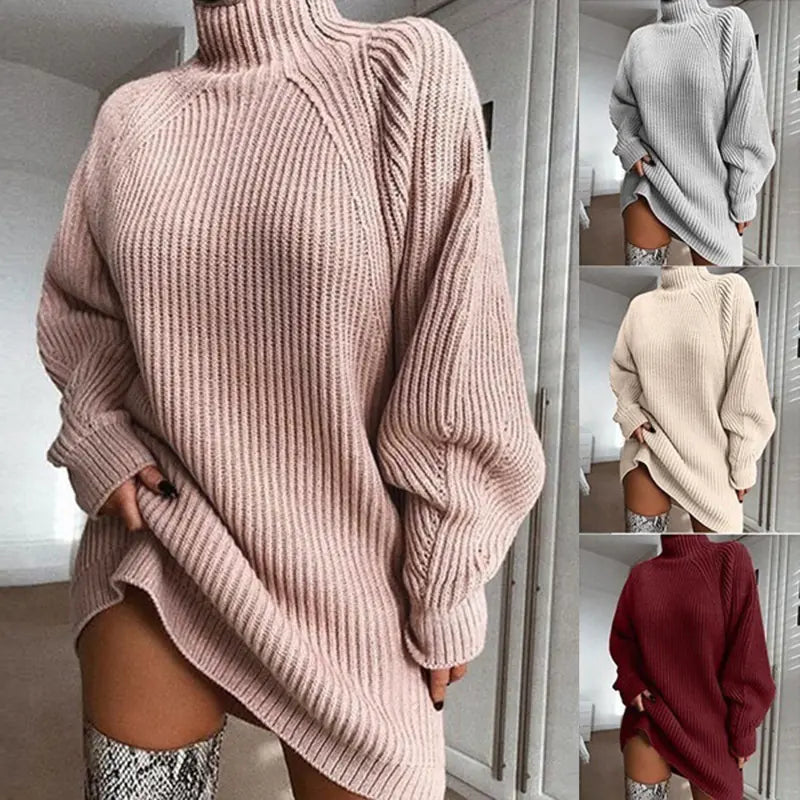 Turtleneck Knit Sweater Dress