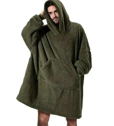Ultra Cozy Double-Sided Fleece Wearable Blanket Hoodie – Oversized Hoodie with Big Pocket