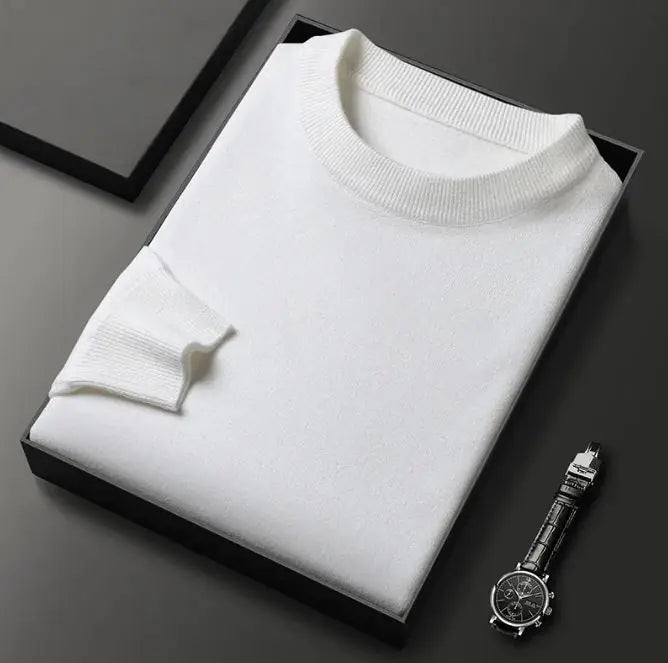 Men’s Round Neck Long Sleeve Knitted Sweater – Classic Casual Knitwear