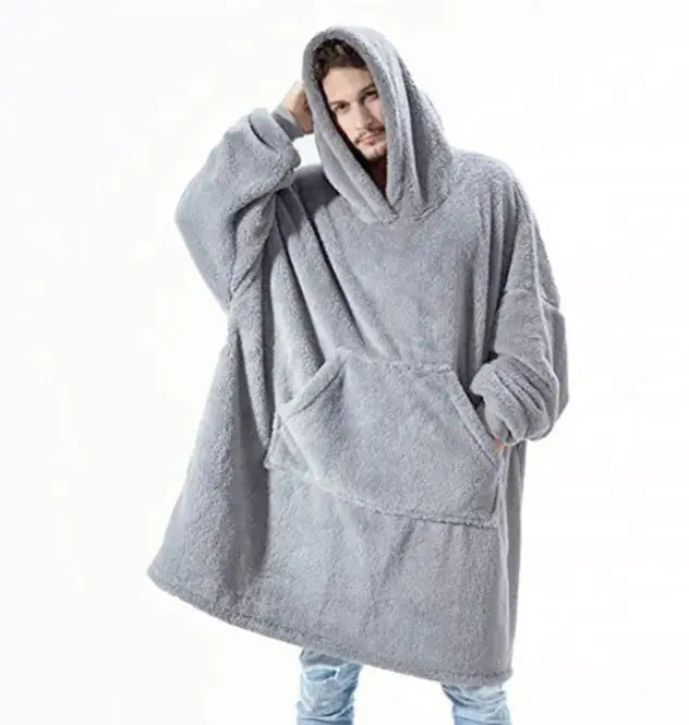 Double-Sided Fleece Wearable Blanket with Sleeves | Soft Warm Home Comfort