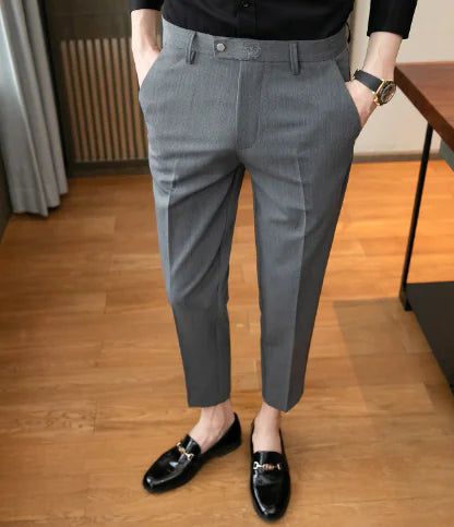 British Slim-fit Solid Color Men's Trousers