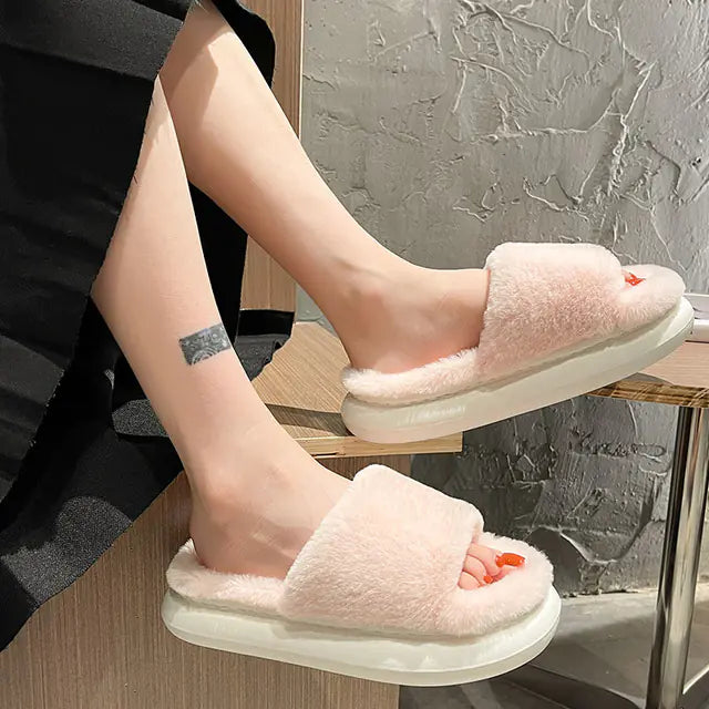 Thick Plush Indoor Slippers with Soft Lining