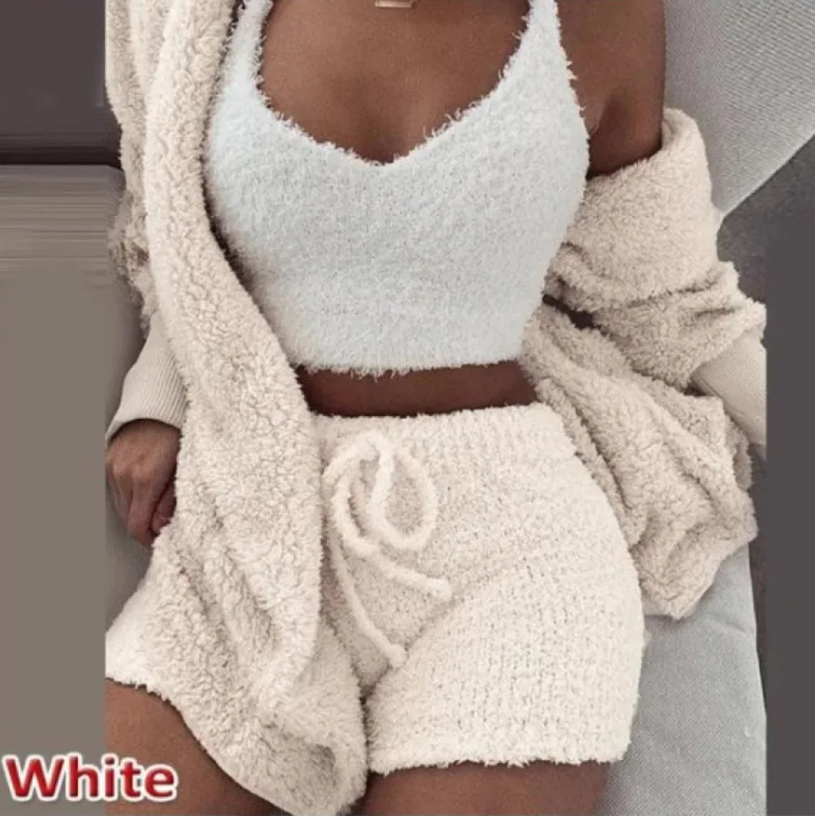 3-Piece Plush Homewear Set for Women – Cozy & Stylish Loungewear
