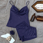Thin Ice Silk Women's Pajama Set - Sexy Two-Piece Homewear