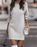 2023 Autumn Winter Women's High Neck Sweater Dress