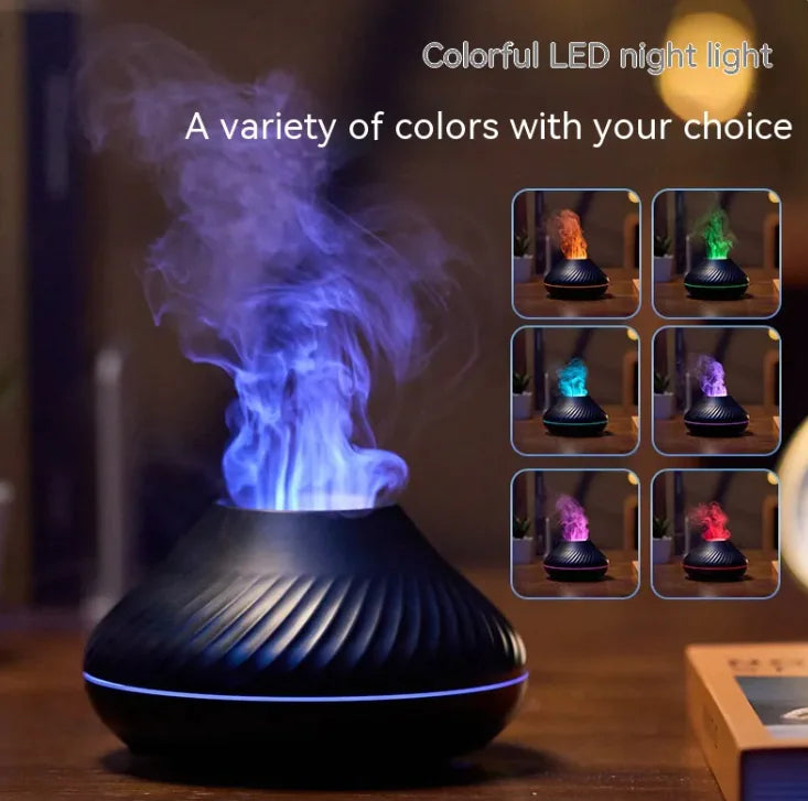 Colorful Mist Fire Diffuser – Ultrasonic Aromatherapy with Flame Effect