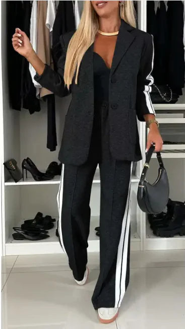 Seasonal Elegance Lapel Suit – Classic Autumn & Winter Long Sleeve Outfit