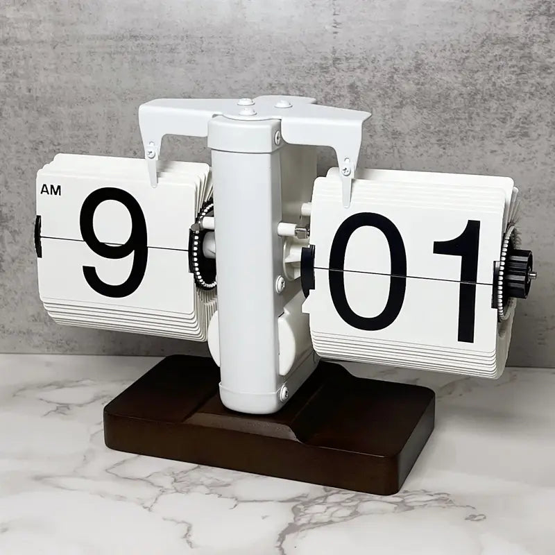 European Style Automatic Flip Clock – Retro Page-Flipping Timepiece for Home & Office