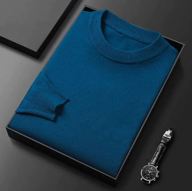Men’s Round Neck Long Sleeve Knitted Sweater – Classic Casual Knitwear