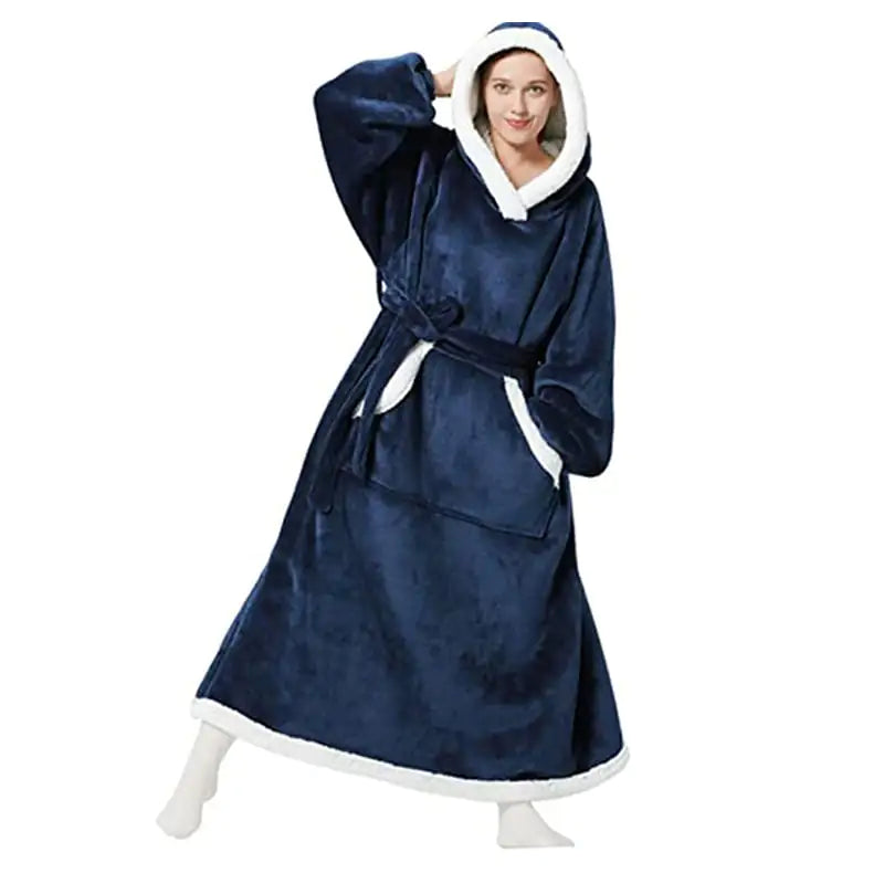 Winter Oversized Hoodie Blanket with Button Design – Cozy One-Size Pullover
