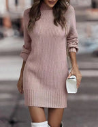 2023 Autumn Winter Women's High Neck Sweater Dress