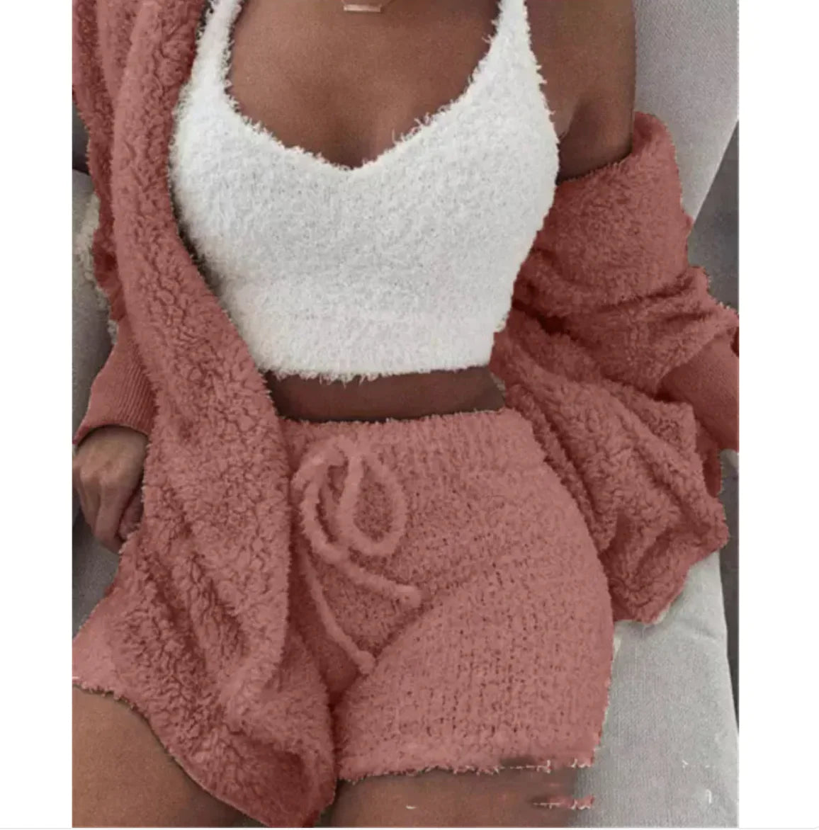 3-Piece Plush Homewear Set for Women – Cozy & Stylish Loungewear