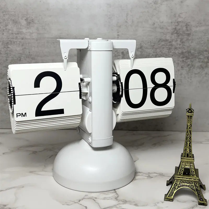 European Style Automatic Flip Clock – Retro Page-Flipping Timepiece for Home & Office