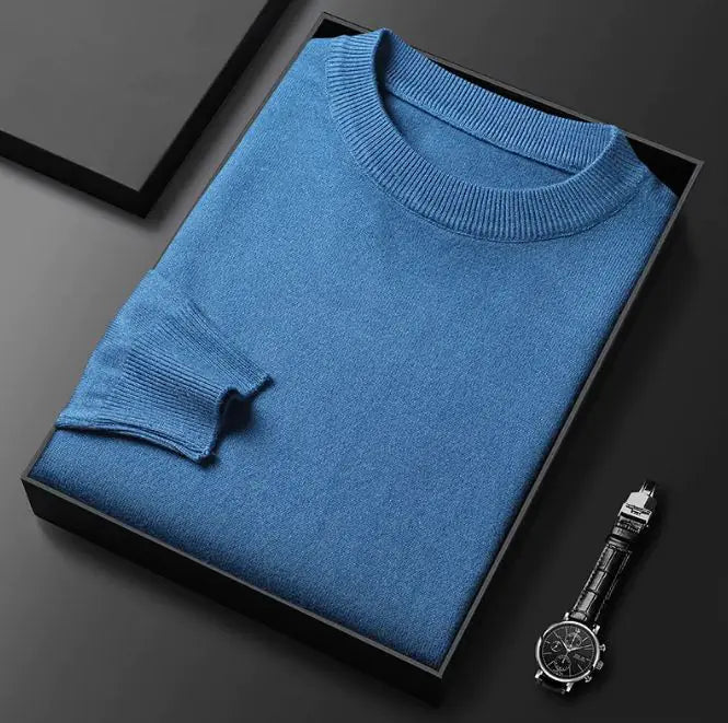 Men’s Round Neck Long Sleeve Knitted Sweater – Classic Casual Knitwear