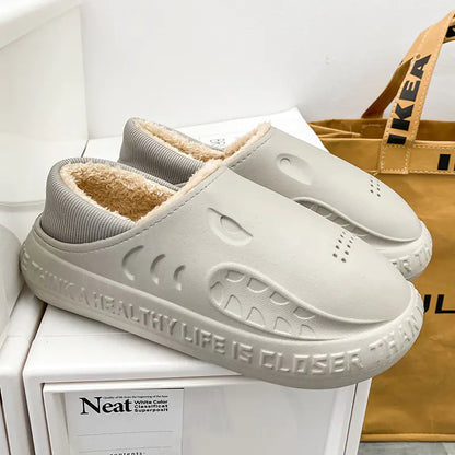 Unisex Wave-Design Plush Indoor Slippers | Soft Slip-On Home Comfort